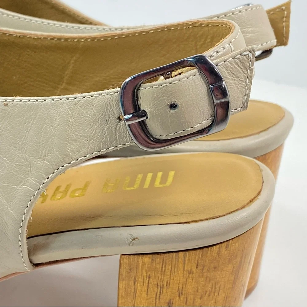 Anthropologie Nina Payne 8.5 9 Slingback Sandal Lina Heels Blue Leather EU 39 - Picture 4 of 11